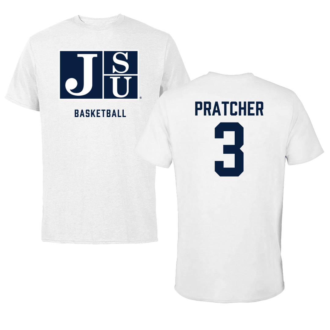 Jackson State University Basketball White Performance Tee - #3 Mya Pratcher