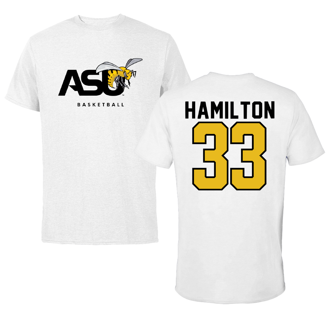 Alabama State University Basketball White ASU Performance Tee - #33 Talayah Hamilton