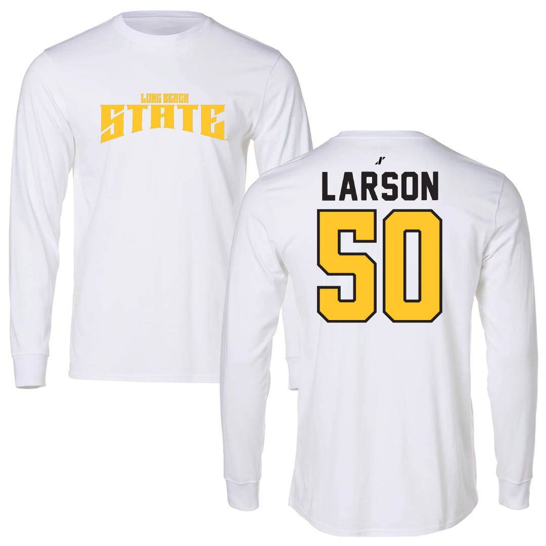 Long Beach State University Baseball White Classic Long Sleeve - #50 Van Larson