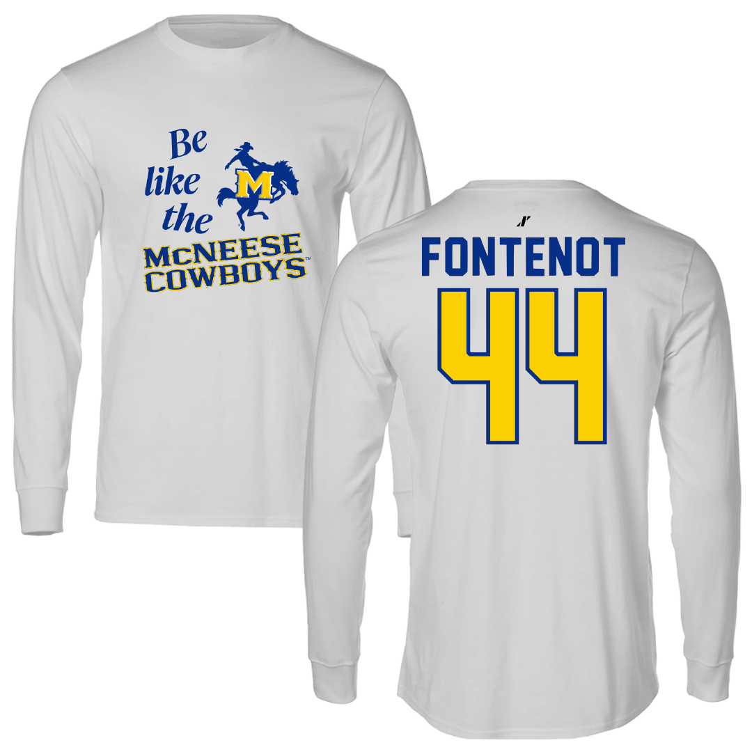 McNeese State University Baseball Light Gray Be Like Us Performance Long Sleeve - #44 Seth Fontenot