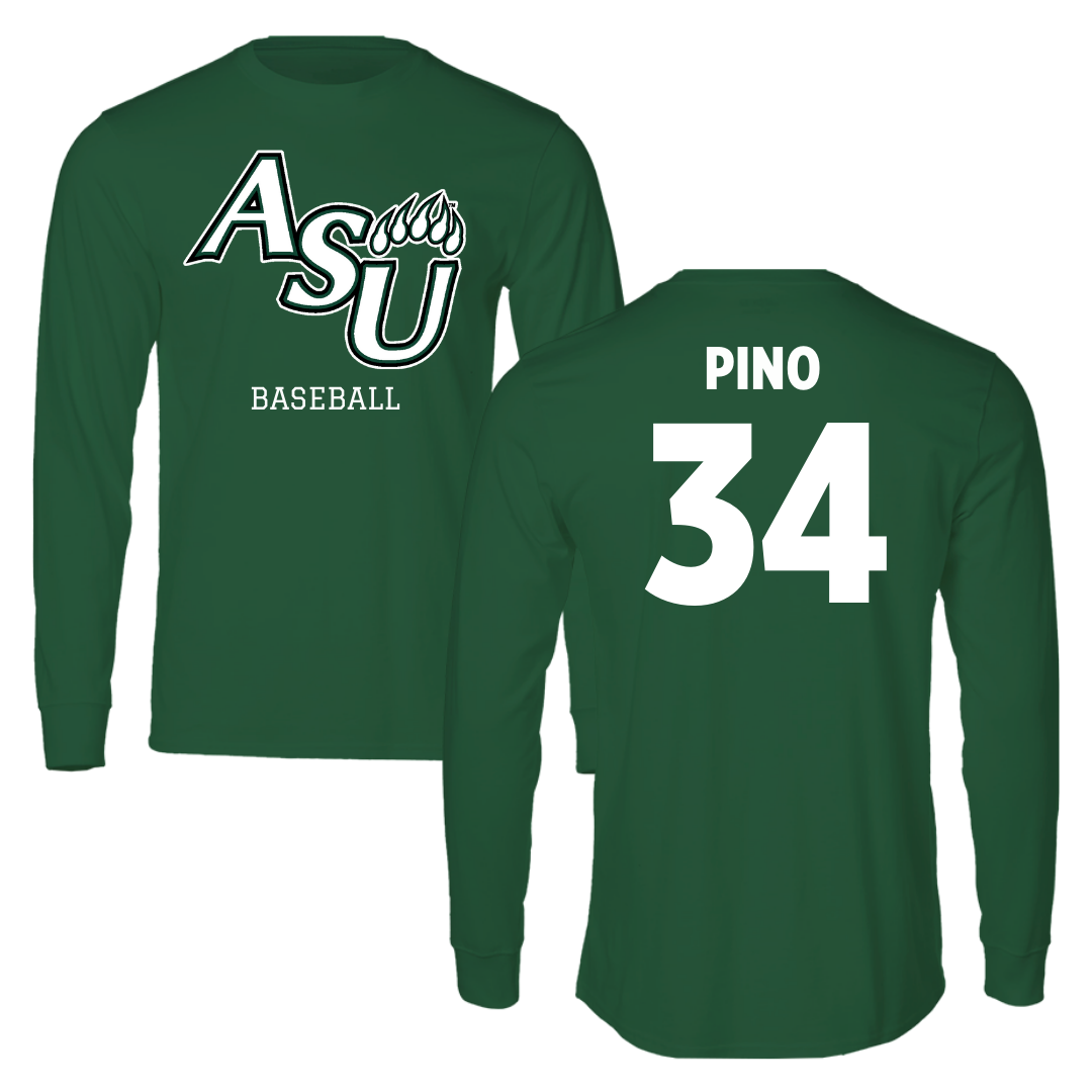 Adams State University Baseball Forest Green Block Long Sleeve - #34 CJ Pino