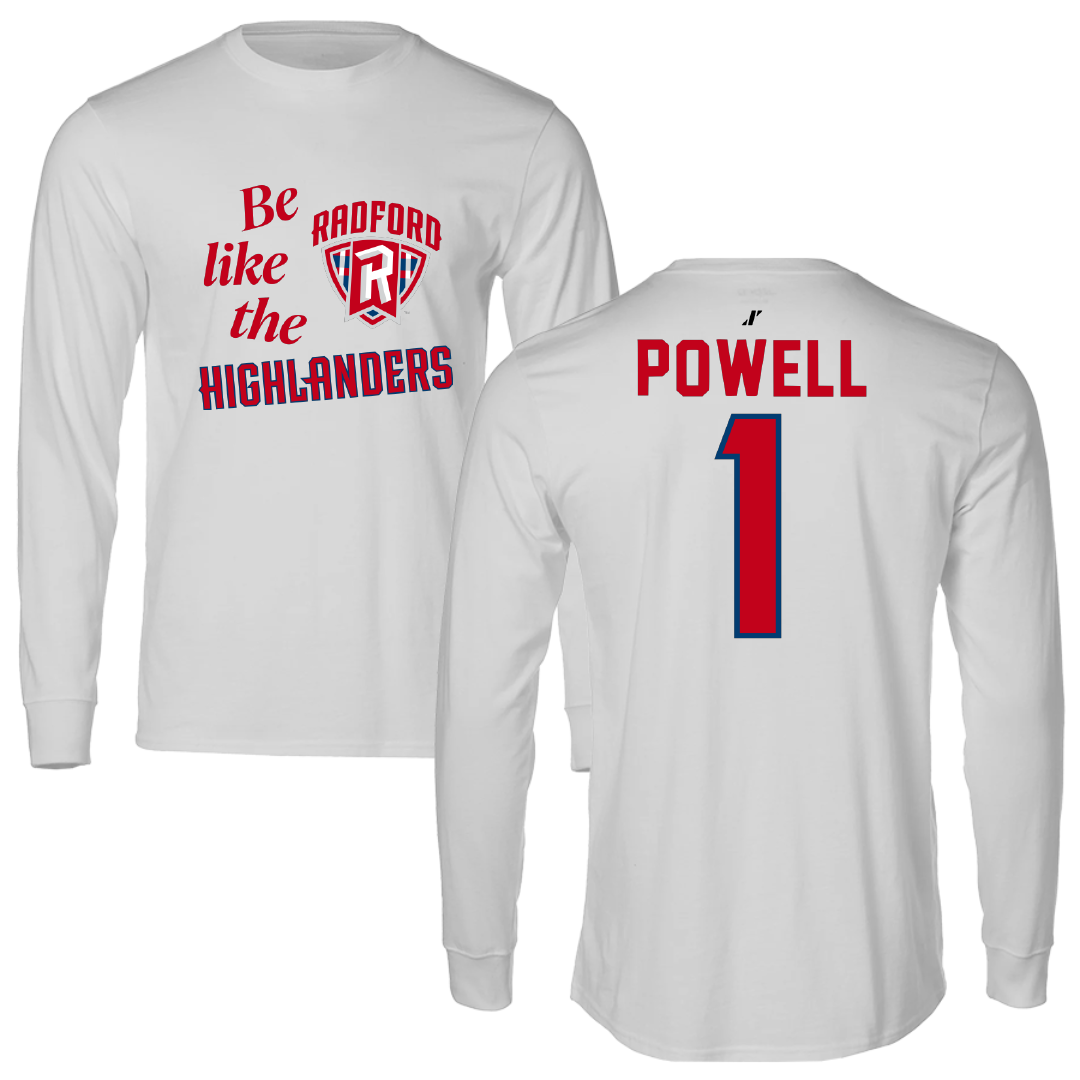 Radford University Baseball Light Gray Be Like Us Performance Long Sleeve - #1 Brady Powell