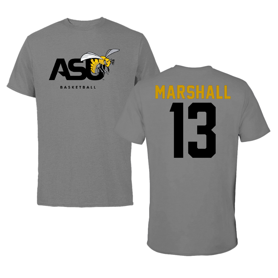 Alabama State University Basketball Dark Gray Tee - #13 Jordon Marshall