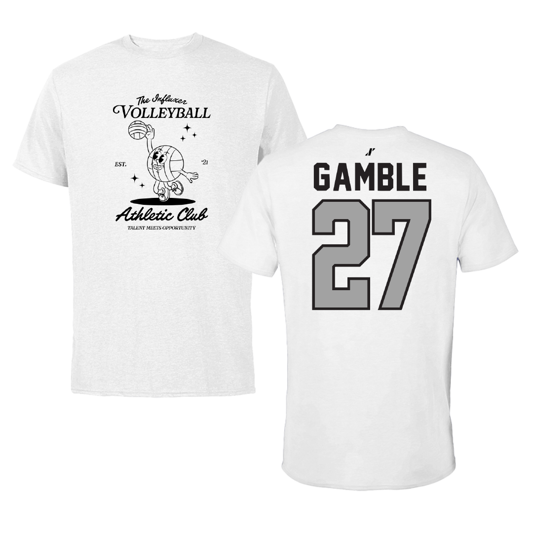Volleyball White Influxer Athletic Club Tee - #27 Jordan Gamble
