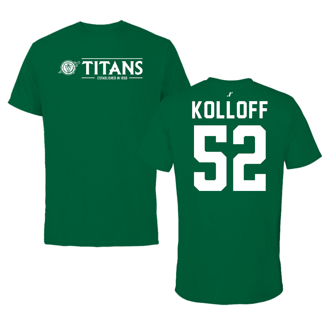 Illinois Wesleyan University Football Green General Performance Tee - #52 Ethan Kolloff