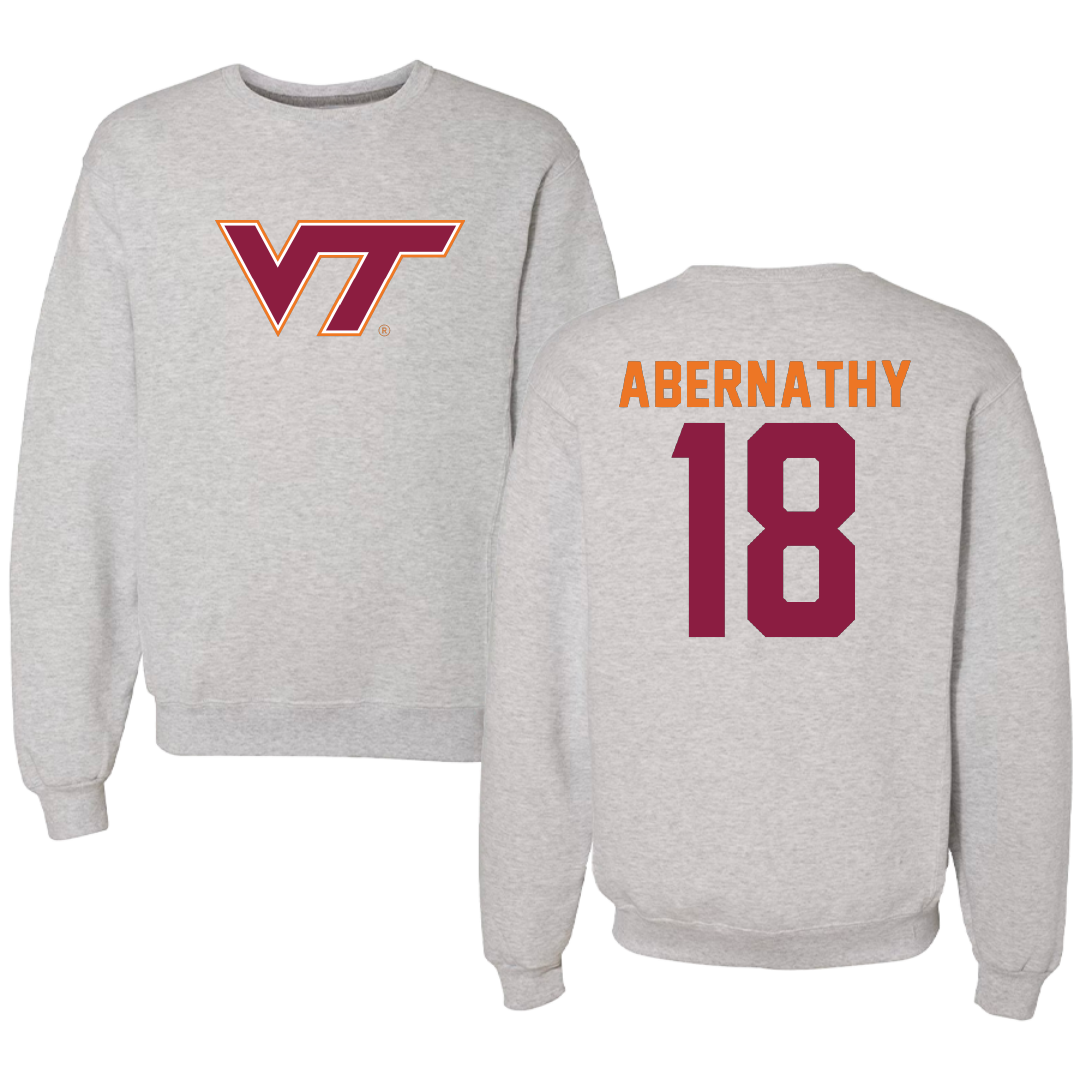 Virginia Tech Softball Gray Crewneck - #18 MJ Abernathy