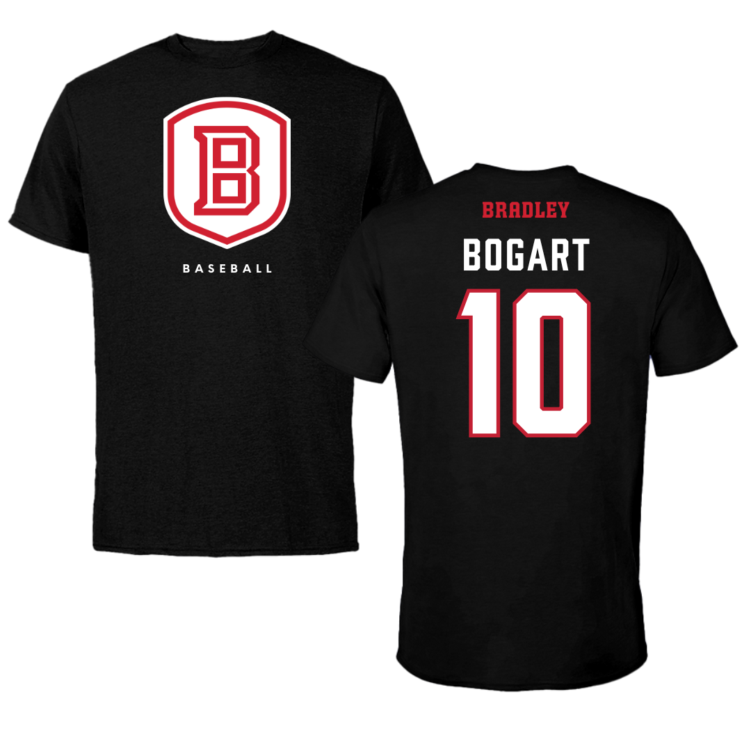 Bradley University Baseball Black Shield Performance Tee - #10 JD Bogart