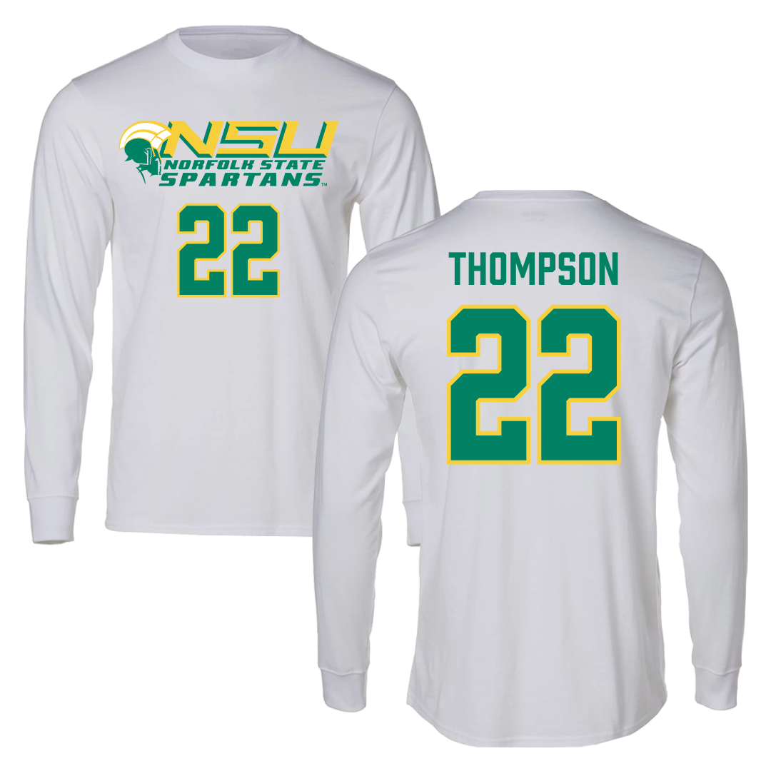 Norfolk State University Football White Long Sleeve - #22 Ryan Thompson
