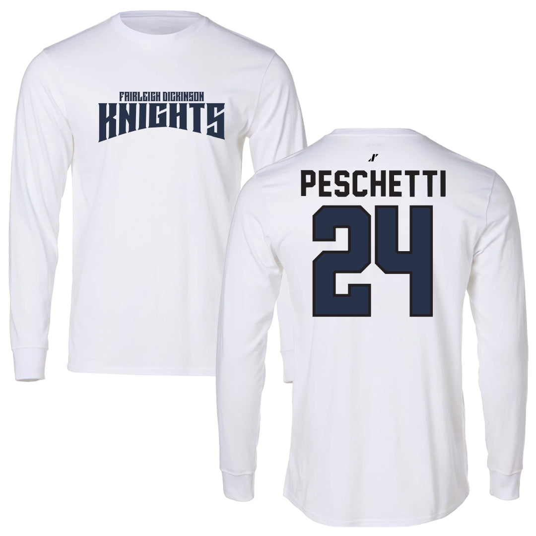 Fairleigh Dickinson University-Metropolitan Campus Soccer White Classic Performance Long Sleeve - #24 Daniela Peschetti
