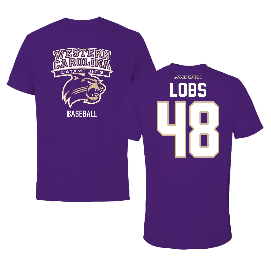 Western Carolina University Baseball Purple Performance Tee - #48 John Lobs