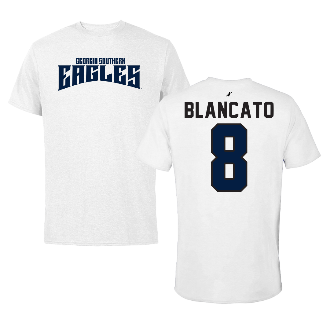 Georgia Southern University Baseball White Classic Tee - #8 Sam Blancato