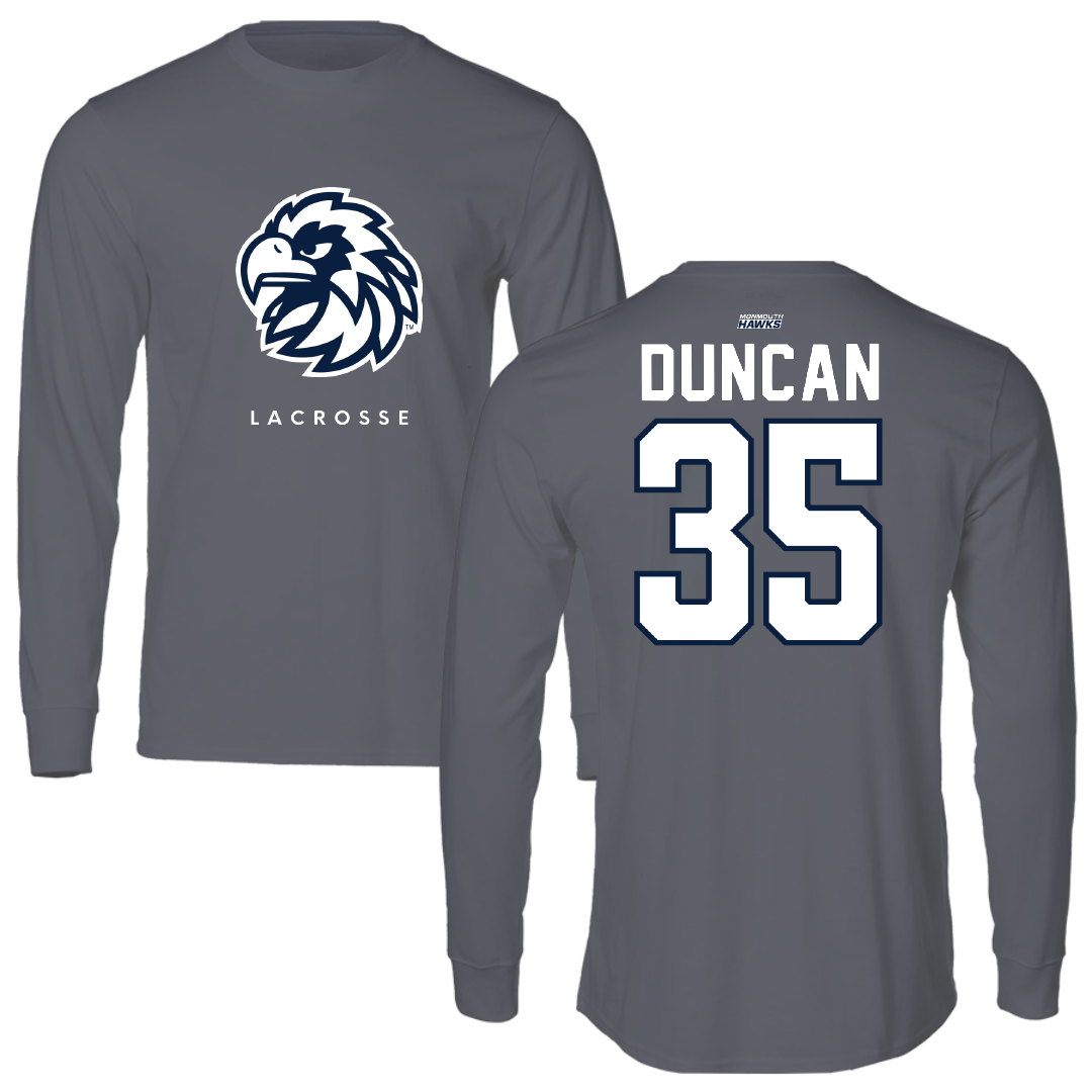 Monmouth University Lacrosse Gray Long Sleeve - #35 Conor Duncan
