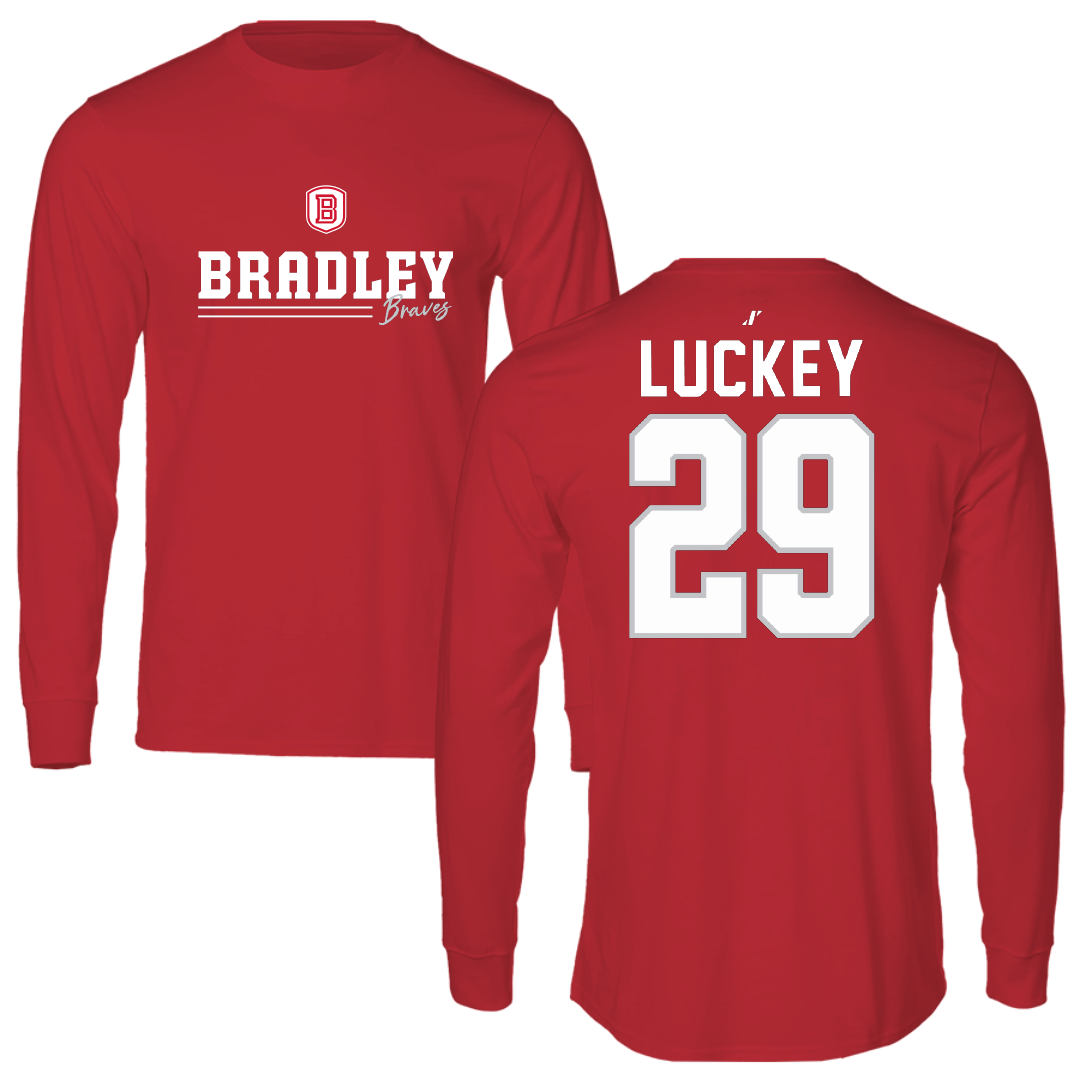 Bradley University Baseball Red General Performance Long Sleeve - #29 Cole Luckey