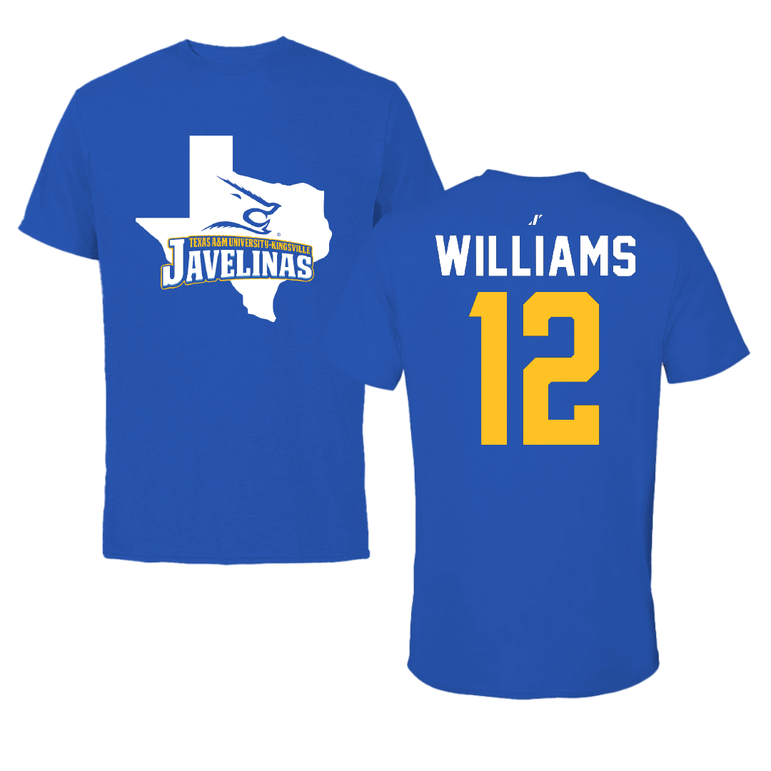 Texas A&M University-Kingsville Beach Volleyball Blue State Tee - #12 Elizabeth Williams