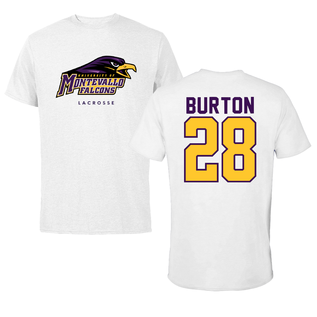 University of Montevallo Lacrosse White Performance Tee - #28 Parker Burton