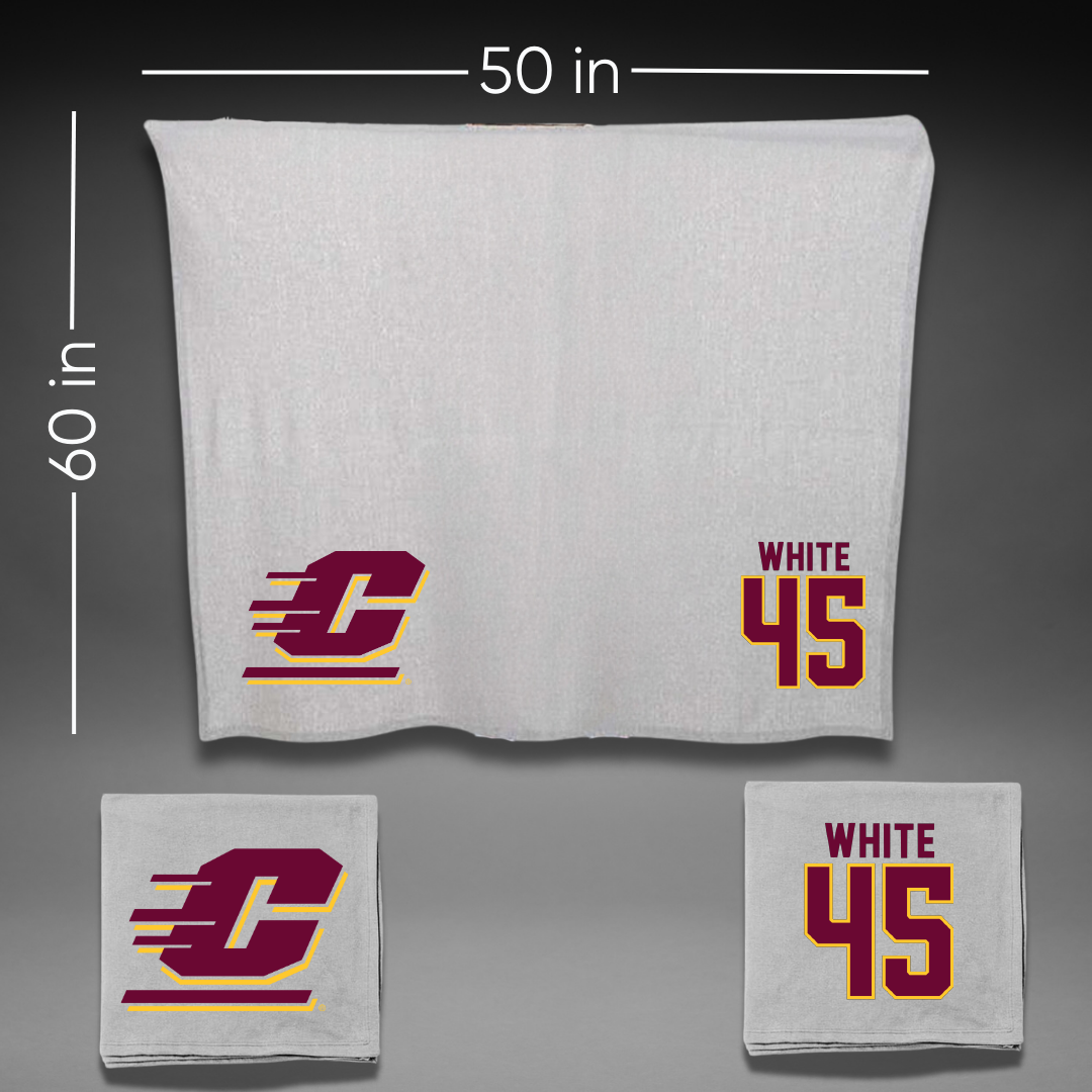 Central Michigan University Football Gray Blanket - #45 Xavier White