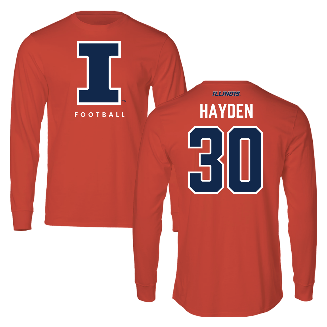 University of Illinois Football Orange Performance Long Sleeve - #30 Jojo Hayden