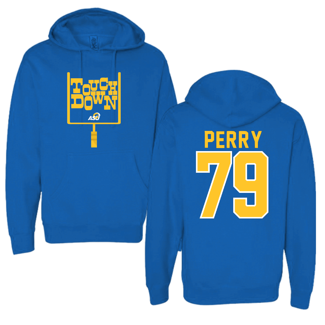 Angelo State University Football Blue Touchdown Hoodie - #79 Dalton Perry