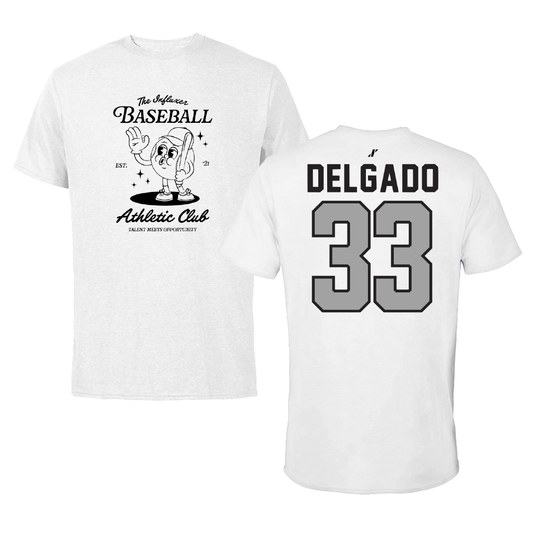 Baseball White Influxer Athletic Club Tee - #33 Logan Delgado