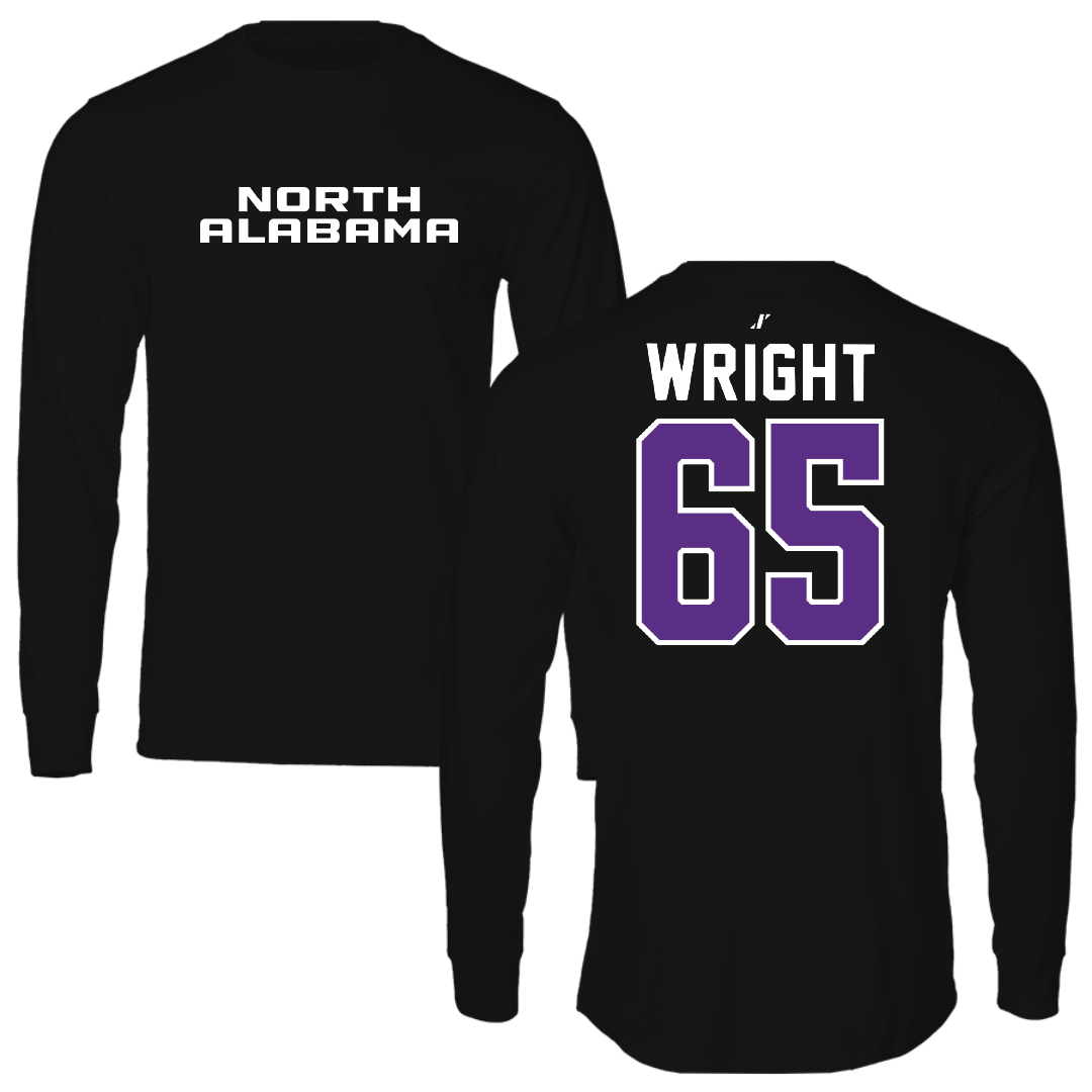 University of North Alabama Football Black Performance Long Sleeve - #65 Collin Wright