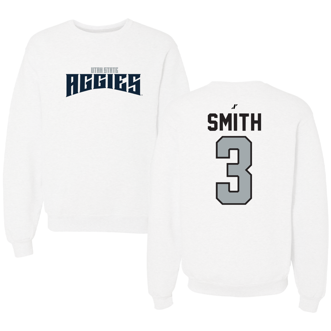 Utah State University Basketball White Classic Crewneck - #3 Ava Smith
