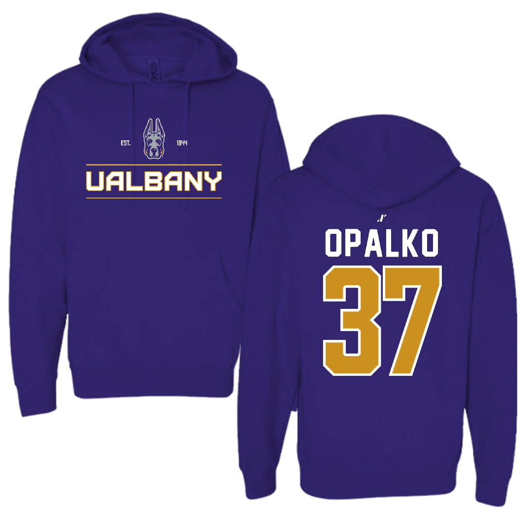 University at Albany Football Purple General Hoodie - #37 John Opalko