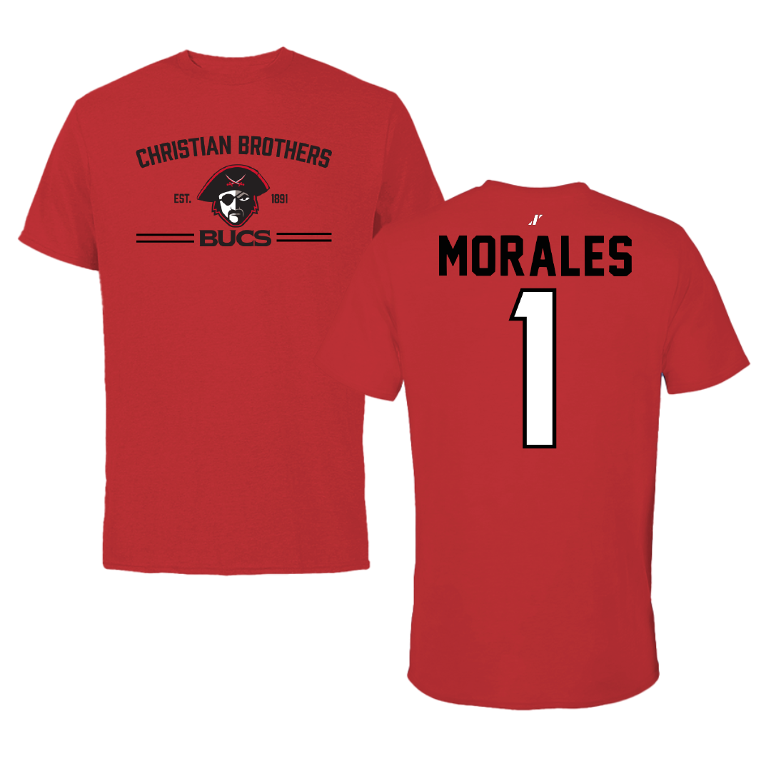 Christian Brothers University Soccer Red General Performance Tee - #1 Jakob Morales