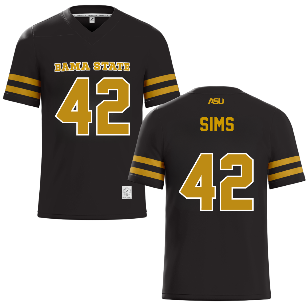 Alabama State University Black Football Jersey - #42 Tashaun Sims