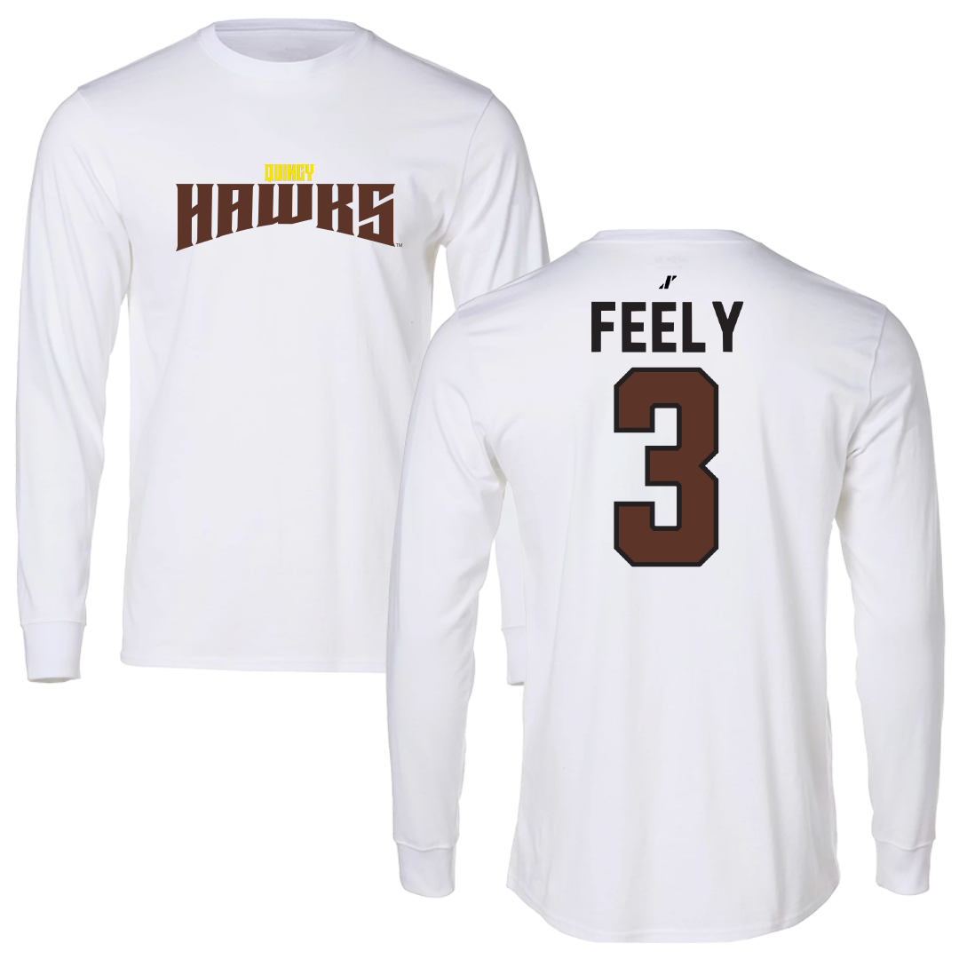 Quincy University Volleyball White Classic Performance Long Sleeve - #3 Dylan Feely