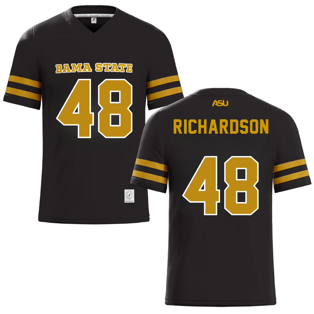 Alabama State University Black Football Jersey - #48 Myles Richardson