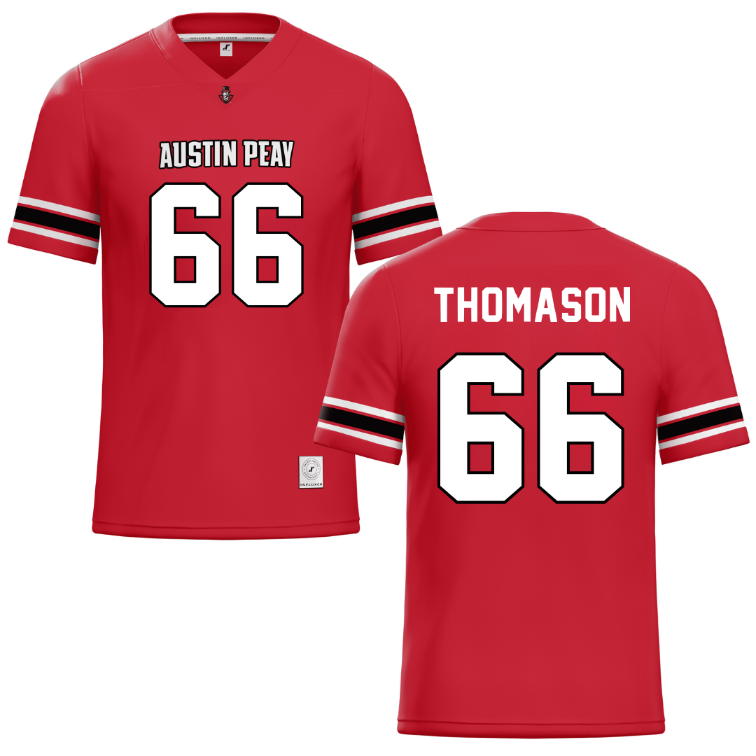 Austin Peay State University Red Football Jersey - #66 Chandler Thomason