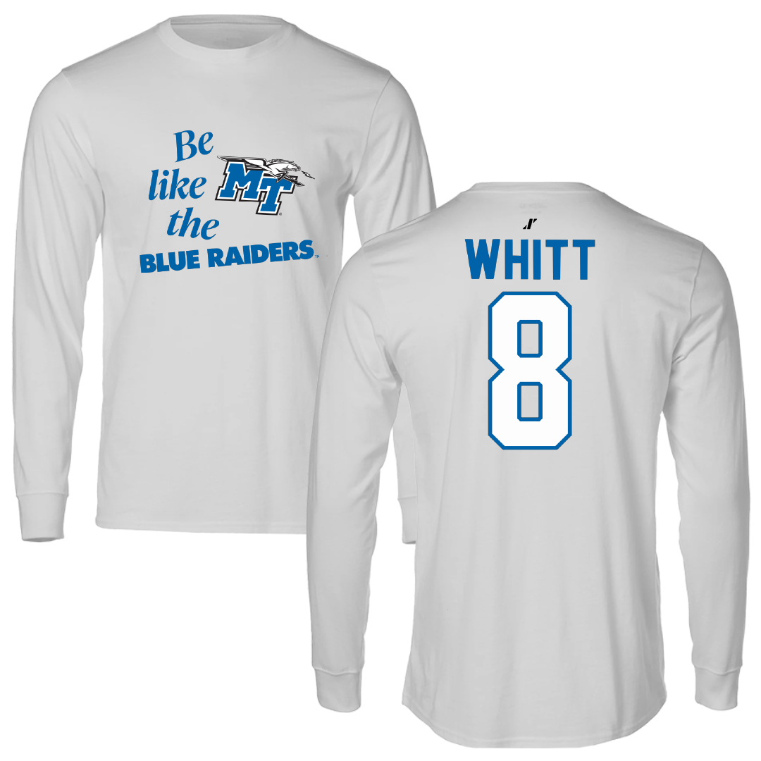 Middle Tennessee State University Softball Light Gray Be Like Us Performance Long Sleeve - #8 Emmaline Whitt