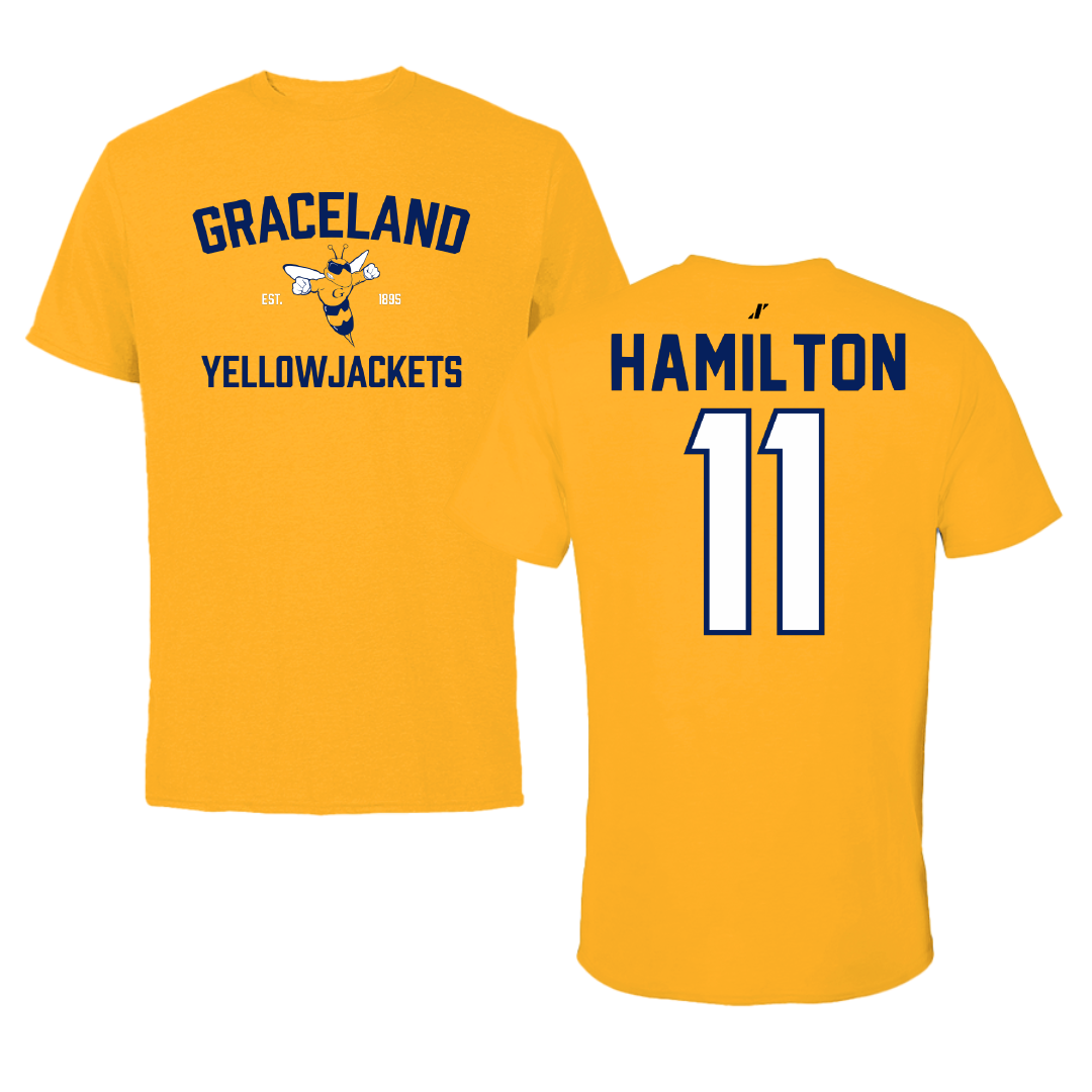 Graceland University Football Gold General Tee - #11 Brett Hamilton
