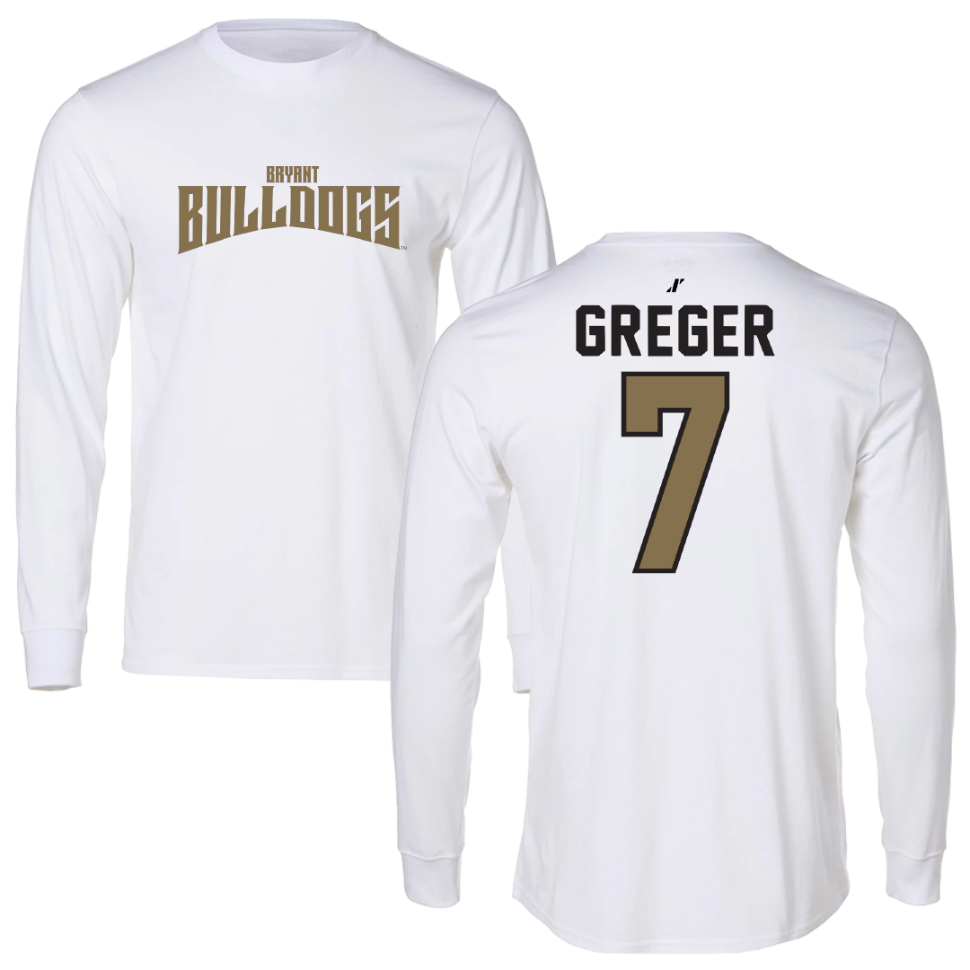 Bryant University Baseball White Classic Performance Long Sleeve - #7 Gavin Greger