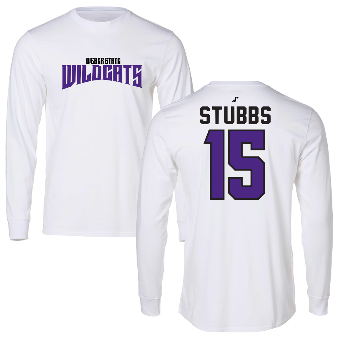Weber State University Basketball White Classic Performance Long Sleeve - #15 Japrix Stubbs