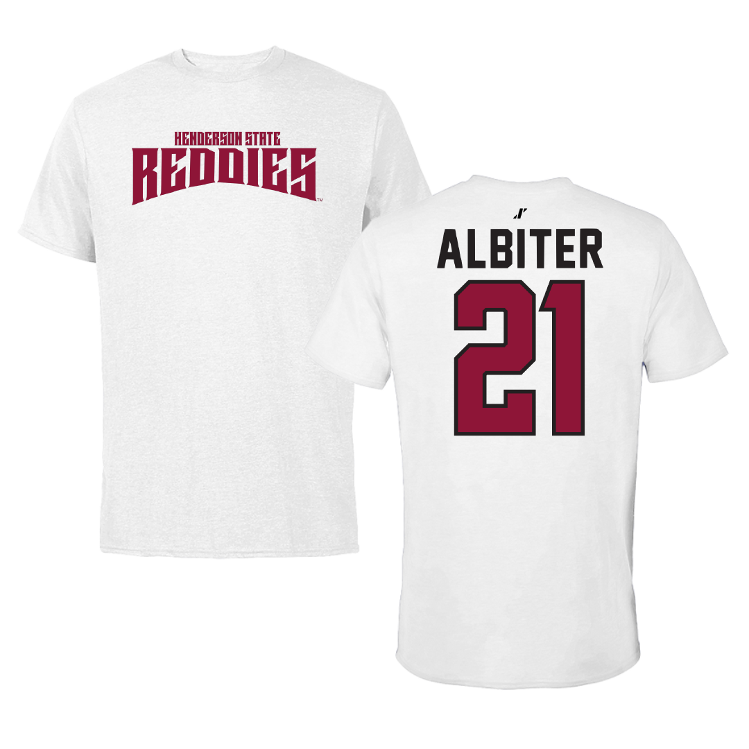 Henderson State University Softball White Classic Performance Tee - #21 Jay Albiter