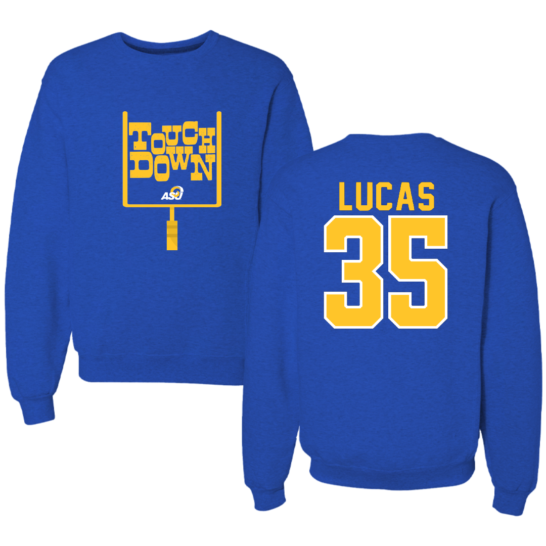 Angelo State University Football Blue Touchdown Crewneck - #35 Quentin Lucas