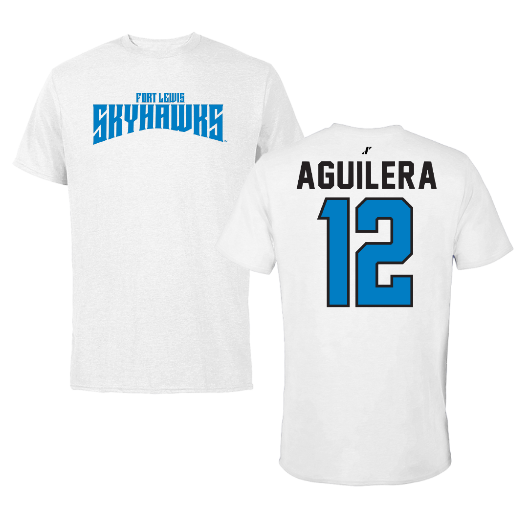 Fort Lewis College Soccer White Classic Performance Tee - #12 Fabrizio Aguilera