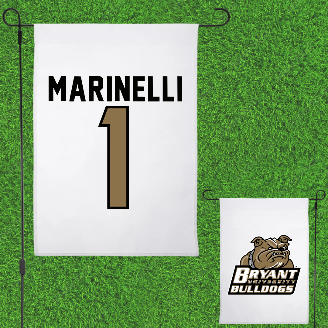 Bryant University Soccer White Garden Flag - #1 Luca Marinelli