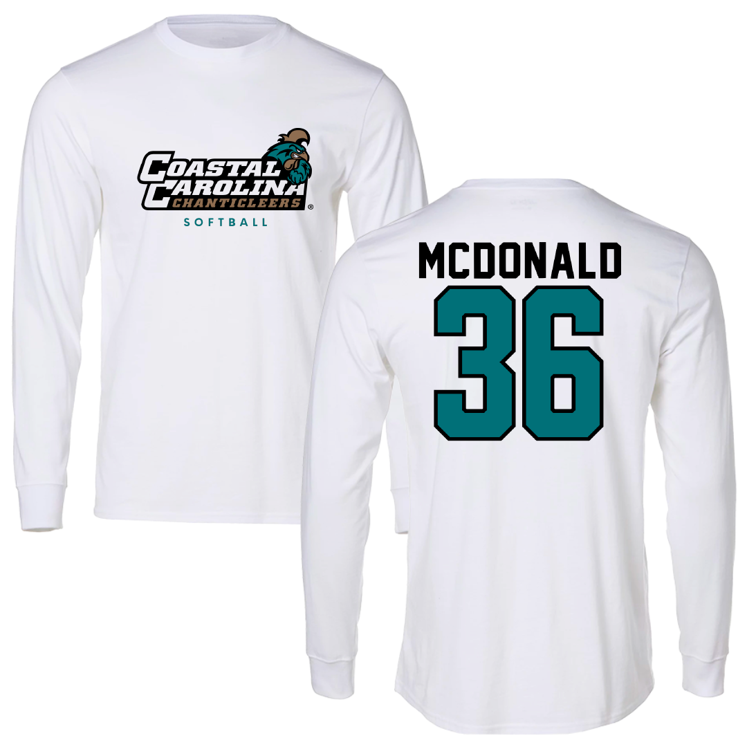 Coastal Carolina University Softball White Long Sleeve - #36 Hope McDonald