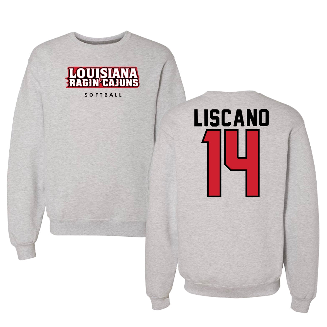 University of Louisiana at Lafayette Softball Gray Crewneck - #14 Raenna Liscano