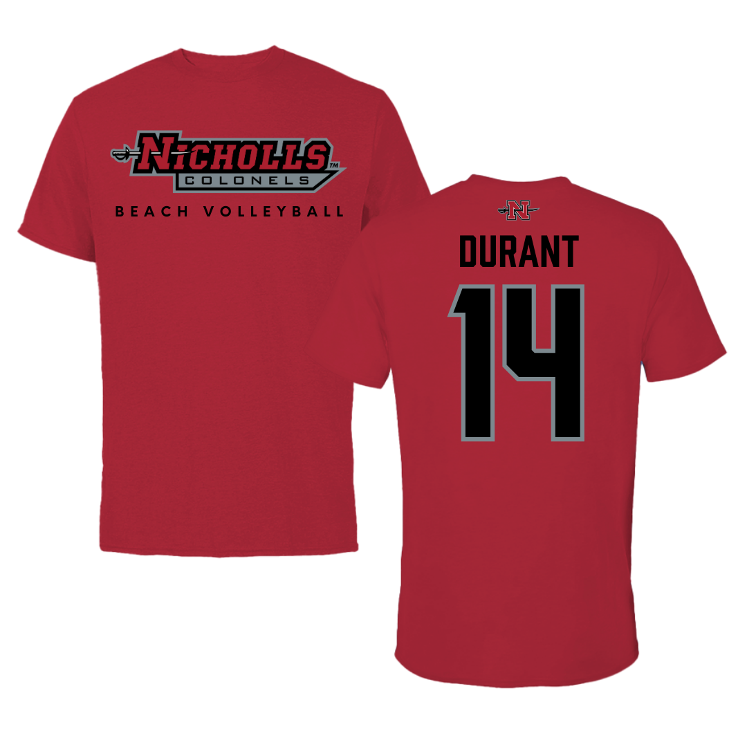 Nicholls State University Beach Volleyball Red Performance Tee - #14 Bethanie Durant