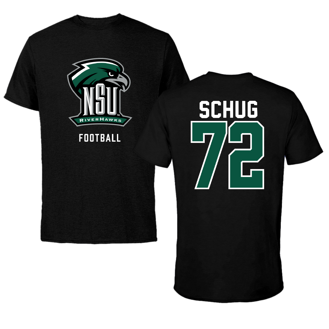 Northeastern State University Football Black NSU Performance Tee - #72 Ben Schug