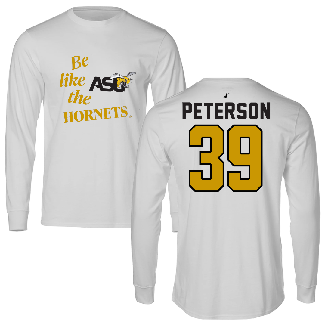 Alabama State University Baseball Light Gray Be Like Us Performance Long Sleeve - #39 Joshua Peterson
