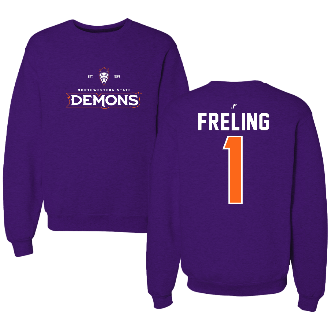Northwestern State University Volleyball Purple General Crewneck - #1 Lorelei Freling
