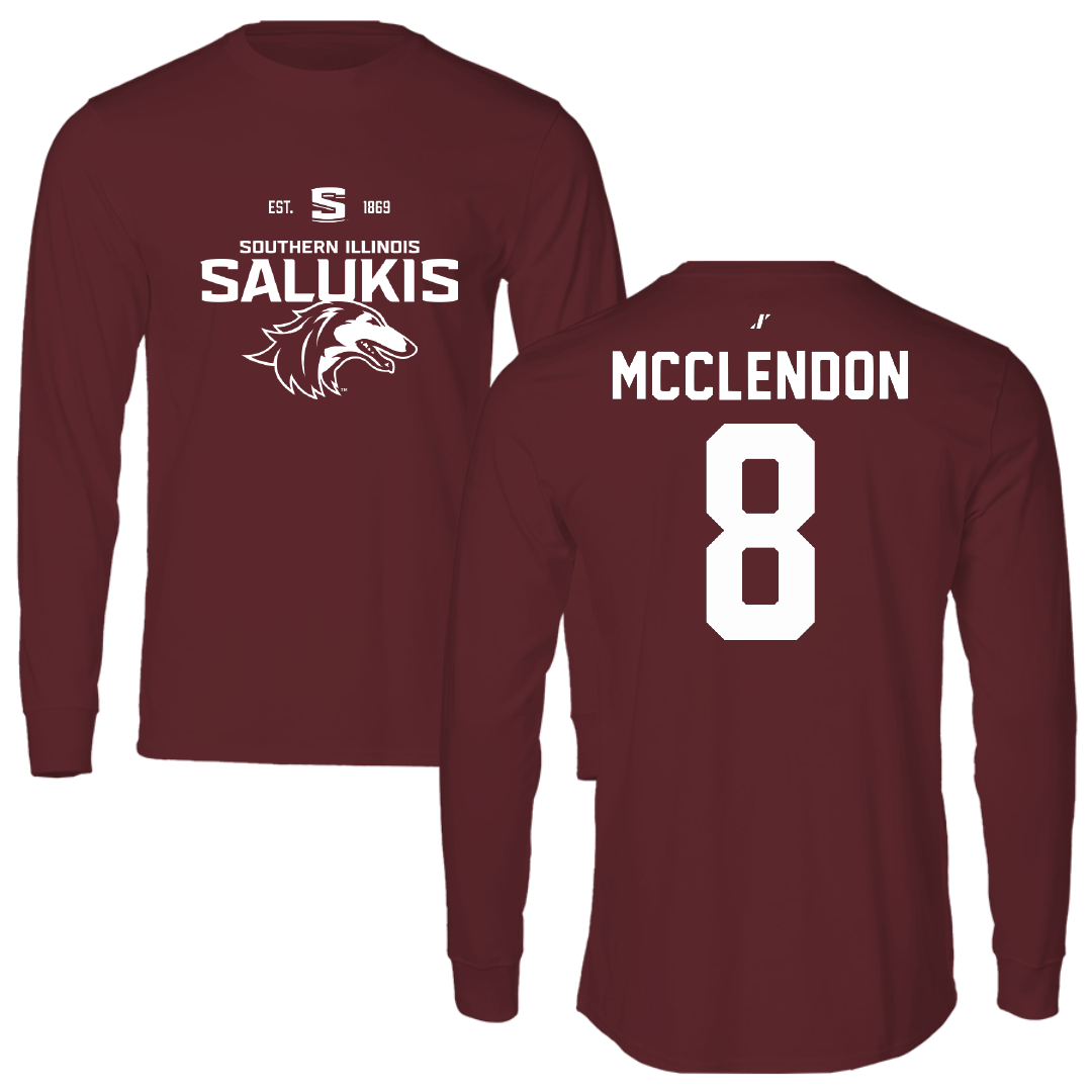 Southern Illinois University at Carbondale Football Maroon General Performance Long Sleeve - #8 Jeremiah McClendon