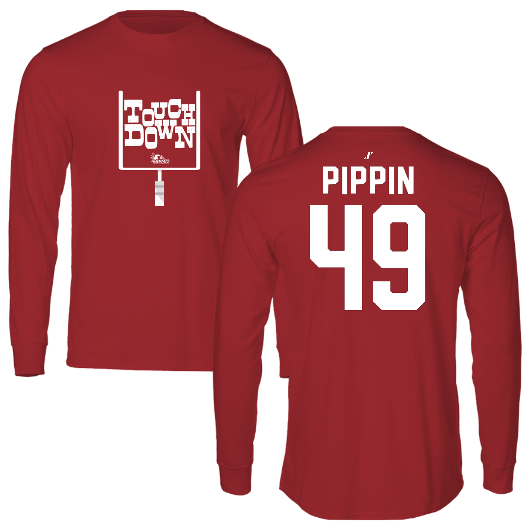Southeast Missouri State University Football Canvas Red Touchdown Long Sleeve - #49 DC Pippin