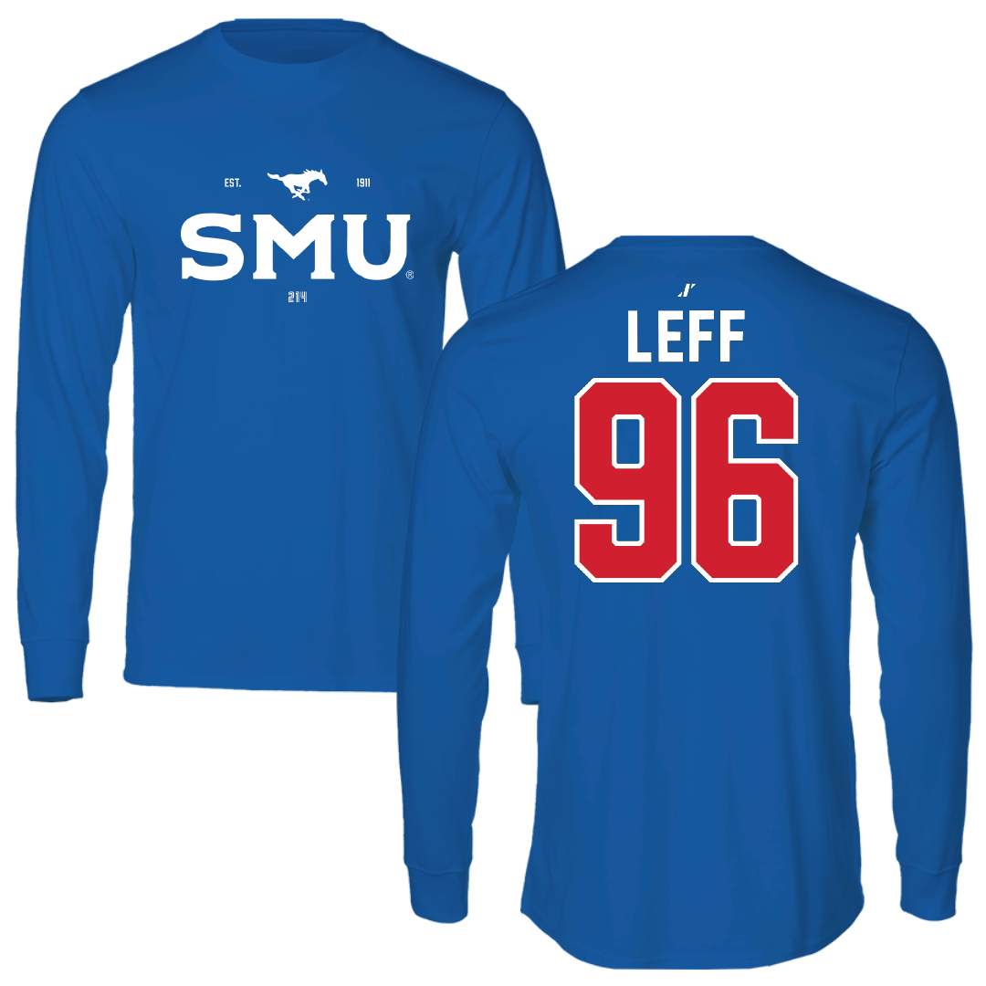 Southern Methodist University Football Blue General Long Sleeve - #96 Josh Leff