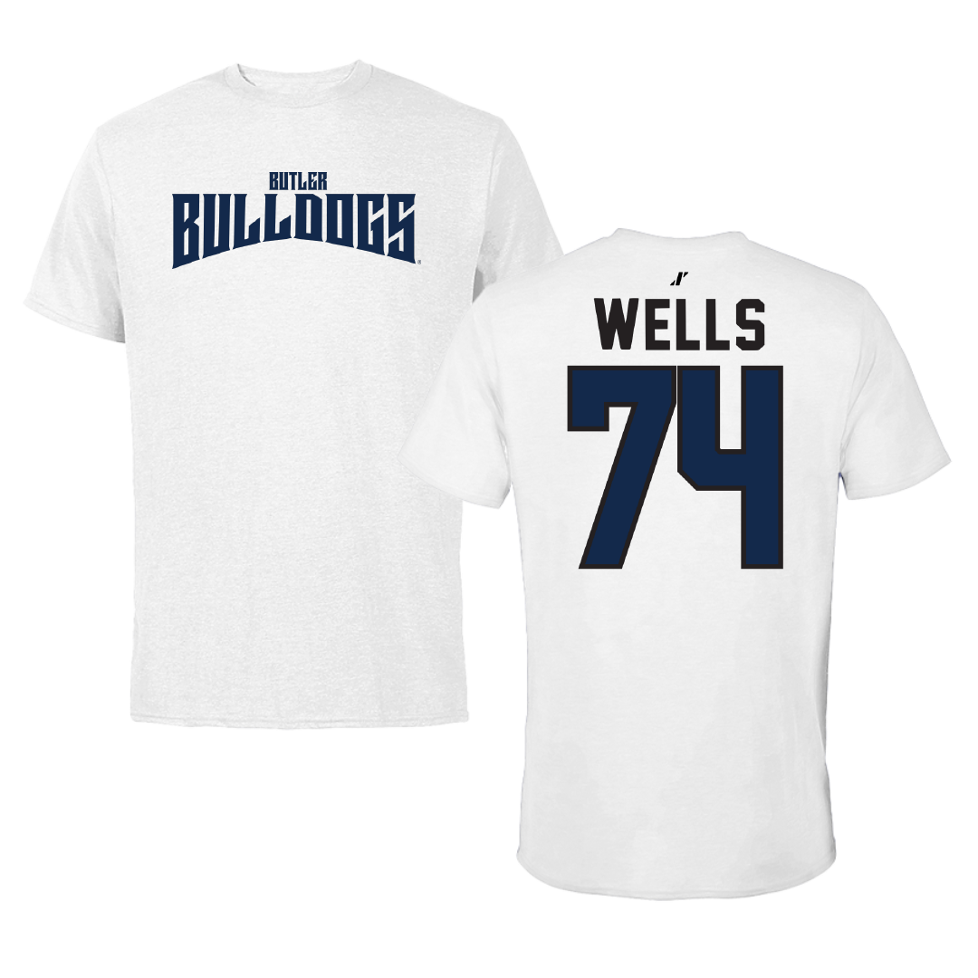 Butler University Football White Classic Tee - #74 Michael Wells