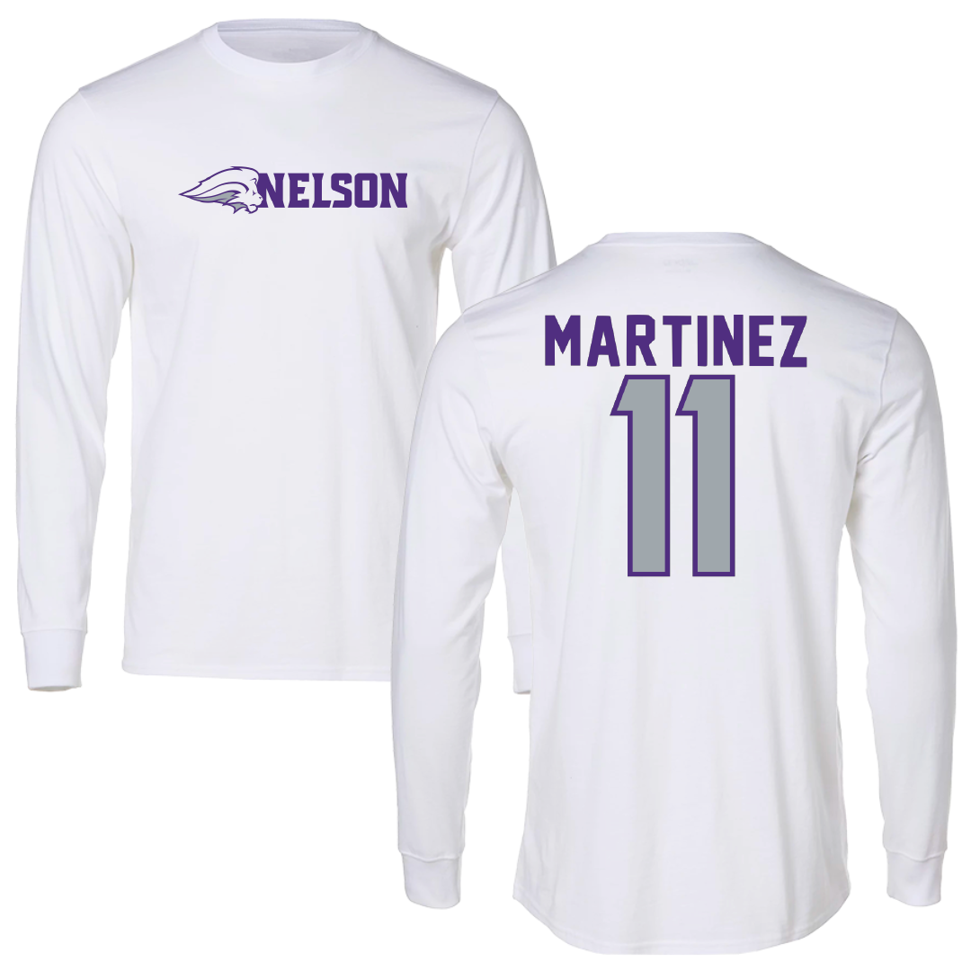 Nelson University Baseball White Long Sleeve - #11 Jake Martinez